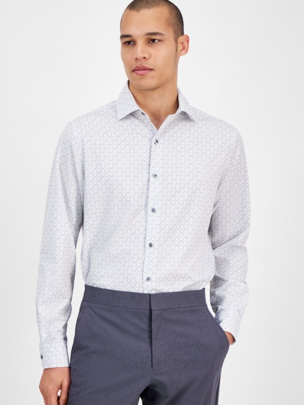 Alfani Men's Yvan Round-Print Dress Shirt, Exclusively at Macy's  NWT
